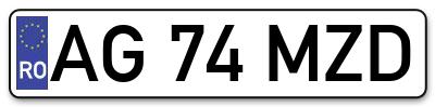 Placuta inmatriculare numar auto  AG-74-MZD, AG 74 MZD, AG74MZD