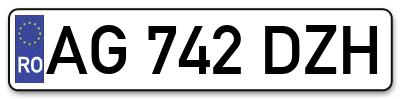 Placuta inmatriculare numar auto  AG-742-DZH, AG 742 DZH, AG742DZH