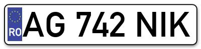 Placuta inmatriculare numar auto  AG-742-NIK, AG 742 NIK, AG742NIK