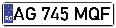 Placuta inmatriculare numar auto  AG-745-MQF, AG 745 MQF, AG745MQF