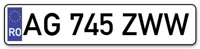 Placuta inmatriculare numar auto  AG-745-ZWW, AG 745 ZWW, AG745ZWW
