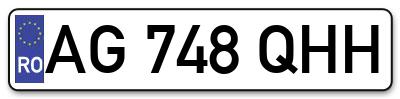 Placuta inmatriculare numar auto  AG-748-QHH, AG 748 QHH, AG748QHH