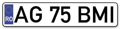 Placuta inmatriculare numar auto  AG-75-BMI, AG 75 BMI, AG75BMI