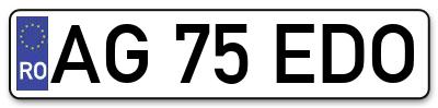 Placuta inmatriculare numar auto  AG-75-EDO, AG 75 EDO, AG75EDO
