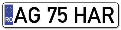 Placuta inmatriculare numar auto  AG-75-HAR, AG 75 HAR, AG75HAR