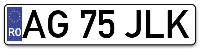 Placuta inmatriculare numar auto  AG-75-JLK, AG 75 JLK, AG75JLK