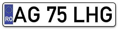 Placuta inmatriculare numar auto  AG-75-LHG, AG 75 LHG, AG75LHG