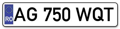 Placuta inmatriculare numar auto  AG-750-WQT, AG 750 WQT, AG750WQT