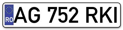 Placuta inmatriculare numar auto  AG-752-RKI, AG 752 RKI, AG752RKI