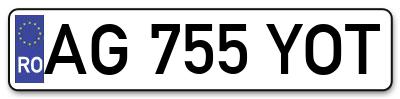 Placuta inmatriculare numar auto  AG-755-YOT, AG 755 YOT, AG755YOT