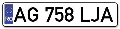 Placuta inmatriculare numar auto  AG-758-LJA, AG 758 LJA, AG758LJA