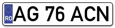 Placuta inmatriculare numar auto  AG-76-ACN, AG 76 ACN, AG76ACN