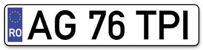 Placuta inmatriculare numar auto  AG-76-TPI, AG 76 TPI, AG76TPI