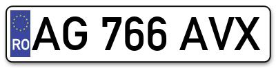 Placuta inmatriculare numar auto  AG-766-AVX, AG 766 AVX, AG766AVX
