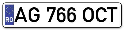 Placuta inmatriculare numar auto  AG-766-OCT, AG 766 OCT, AG766OCT