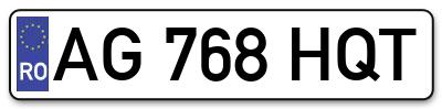Placuta inmatriculare numar auto  AG-768-HQT, AG 768 HQT, AG768HQT