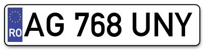 Placuta inmatriculare numar auto  AG-768-UNY, AG 768 UNY, AG768UNY