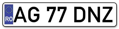 Placuta inmatriculare numar auto  AG-77-DNZ, AG 77 DNZ, AG77DNZ