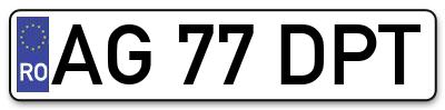 Placuta inmatriculare numar auto  AG-77-DPT, AG 77 DPT, AG77DPT