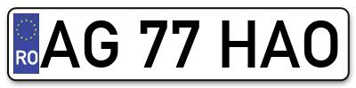Placuta inmatriculare numar auto  AG-77-HAO, AG 77 HAO, AG77HAO