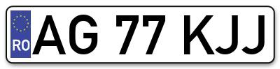 Placuta inmatriculare numar auto  AG-77-KJJ, AG 77 KJJ, AG77KJJ