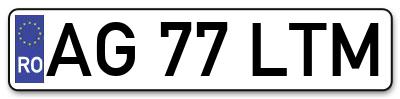 Placuta inmatriculare numar auto  AG-77-LTM, AG 77 LTM, AG77LTM