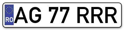Placuta inmatriculare numar auto  AG-77-RRR, AG 77 RRR, AG77RRR