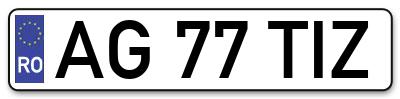 Placuta inmatriculare numar auto  AG-77-TIZ, AG 77 TIZ, AG77TIZ