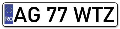 Placuta inmatriculare numar auto  AG-77-WTZ, AG 77 WTZ, AG77WTZ