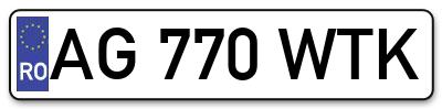 Placuta inmatriculare numar auto  AG-770-WTK, AG 770 WTK, AG770WTK