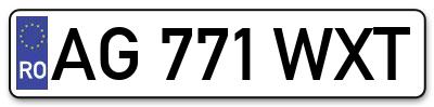 Placuta inmatriculare numar auto  AG-771-WXT, AG 771 WXT, AG771WXT