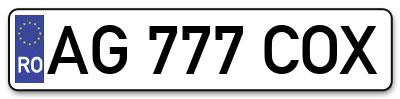 Placuta inmatriculare numar auto  AG-777-COX, AG 777 COX, AG777COX