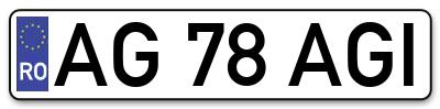 Placuta inmatriculare numar auto  AG-78-AGI, AG 78 AGI, AG78AGI