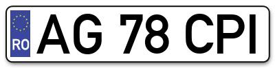 Placuta inmatriculare numar auto  AG-78-CPI, AG 78 CPI, AG78CPI
