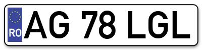 Placuta inmatriculare numar auto  AG-78-LGL, AG 78 LGL, AG78LGL
