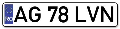 Placuta inmatriculare numar auto  AG-78-LVN, AG 78 LVN, AG78LVN
