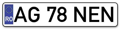 Placuta inmatriculare numar auto  AG-78-NEN, AG 78 NEN, AG78NEN