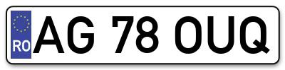 Placuta inmatriculare numar auto  AG-78-OUQ, AG 78 OUQ, AG78OUQ