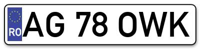 Placuta inmatriculare numar auto  AG-78-OWK, AG 78 OWK, AG78OWK