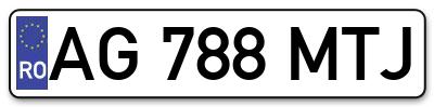 Placuta inmatriculare numar auto  AG-788-MTJ, AG 788 MTJ, AG788MTJ