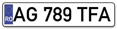 Placuta inmatriculare numar auto  AG-789-TFA, AG 789 TFA, AG789TFA