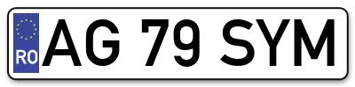 Placuta inmatriculare numar auto  AG-79-SYM, AG 79 SYM, AG79SYM