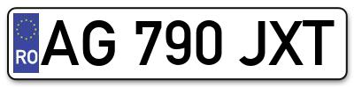 Placuta inmatriculare numar auto  AG-790-JXT, AG 790 JXT, AG790JXT