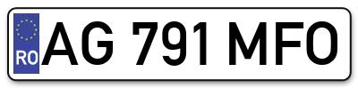 Placuta inmatriculare numar auto  AG-791-MFO, AG 791 MFO, AG791MFO