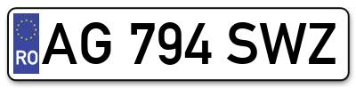 Placuta inmatriculare numar auto  AG-794-SWZ, AG 794 SWZ, AG794SWZ