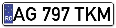 Placuta inmatriculare numar auto  AG-797-TKM, AG 797 TKM, AG797TKM