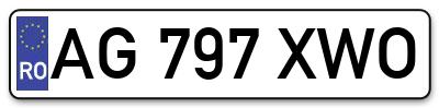 Placuta inmatriculare numar auto  AG-797-XWO, AG 797 XWO, AG797XWO