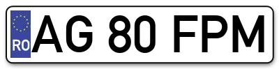 Placuta inmatriculare numar auto  AG-80-FPM, AG 80 FPM, AG80FPM