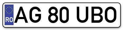Placuta inmatriculare numar auto  AG-80-UBO, AG 80 UBO, AG80UBO