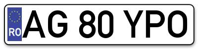 Placuta inmatriculare numar auto  AG-80-YPO, AG 80 YPO, AG80YPO